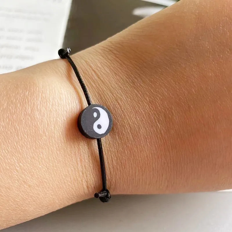 2 teile/lose Seil Armband für Frauen Männer Chinesischen Yin Yang Stil Statemet Einstellbare Mode Hand Schmuck Paar Armband Großhandel