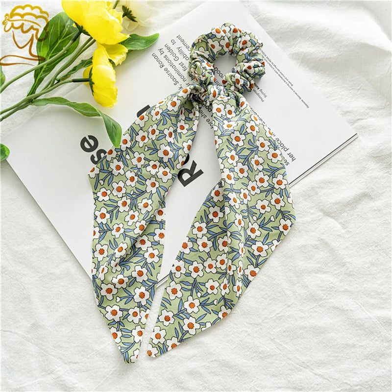 Neue Mode Druck Bogen Scrunchies Haar Band Für Frauen Elastische Haarband Mädchen Schachtelhalm Haar Krawatten Haar Zubehör
