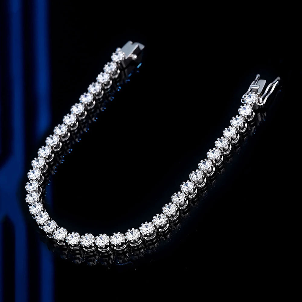 TEMGF S925 Sterling Silber Armband Voll 3mm Zirkon Inlay für Frauen Mädchen Funkelnden Feinen Schmuck Trendy Geburtstag Liebe geschenke