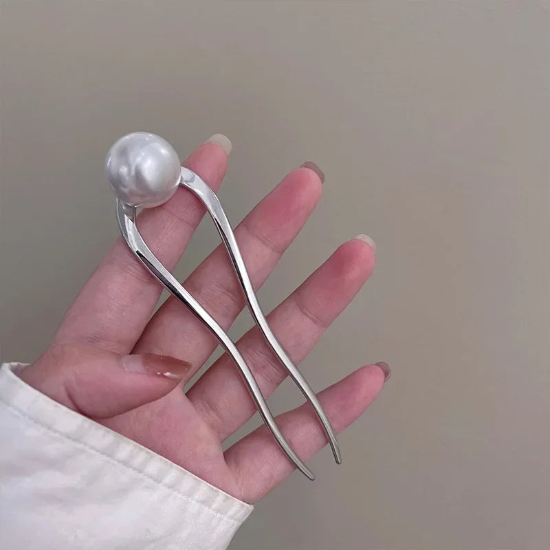 Neue Perle Haarnadeln Koreanische U-förmigen Metall Shell Haar Clip Pins Frauen Mädchen Haar Sticks Brötchen Maker Haar Styling zubehör Geschenke