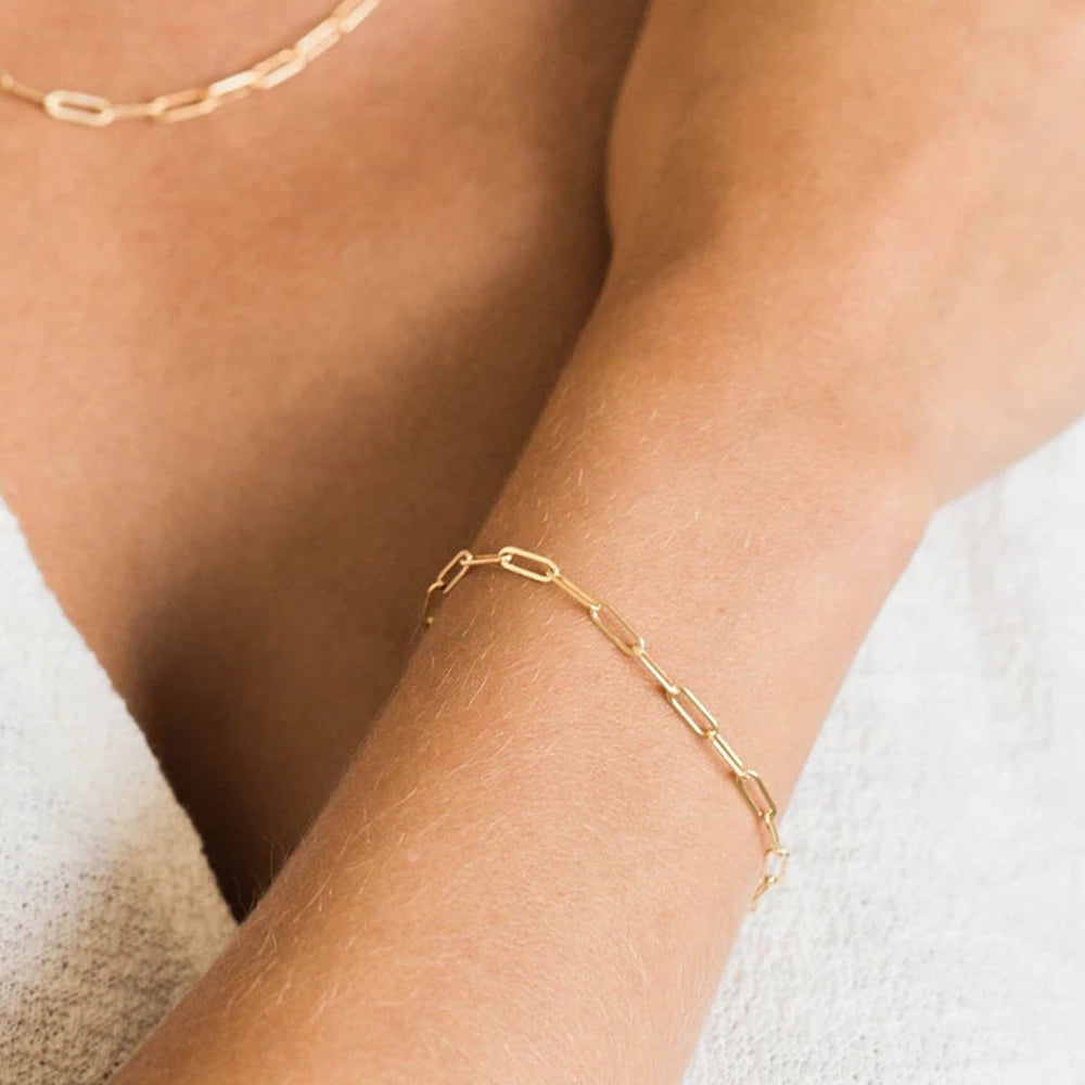 Emanco Edelstahl verstellbare quadratische Draht kette Armband Damen minimalist ischen Mode accessoires Großhandel