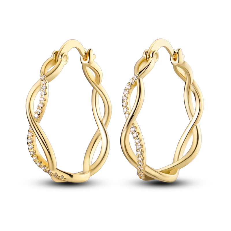 Ohrringe aus 925er-Sterlingsilber, Goldserie, U-förmige Creolen, passend für Original-925-Charms für Frauen und Mädchen, Party, edler Schmuck