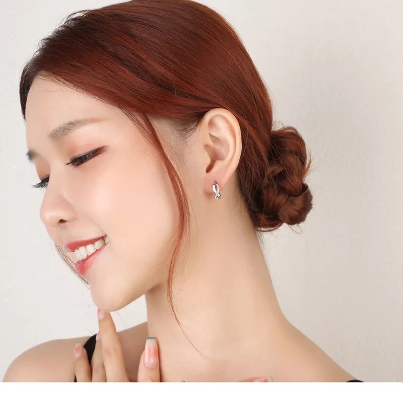 Neue 925er Sterlingsilber-Ohrringe mit glänzendem Zirkon, runde Ohrringe für Damen, modischer und eleganter Schmuck, Geburtstagsgeschenk