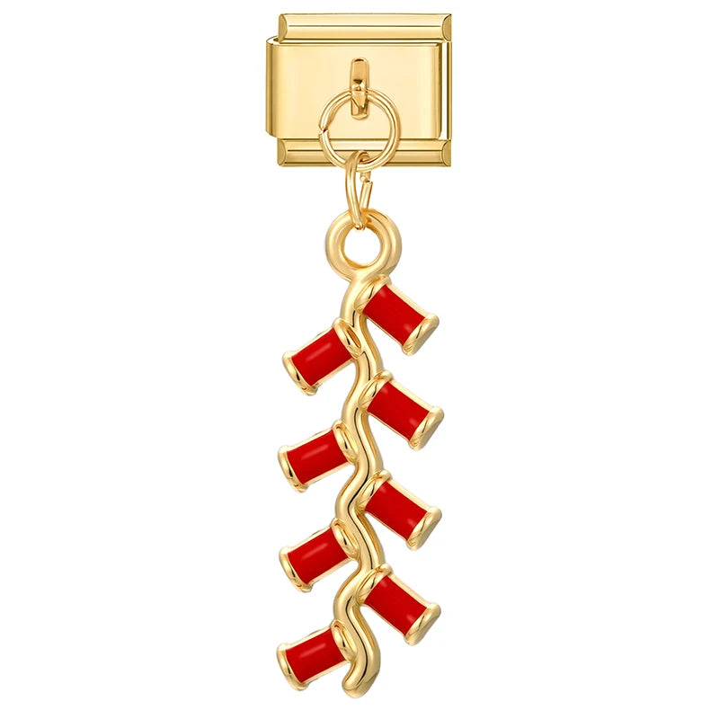 Gold Farbe Mond Schlange Rosa Schmetterling Zirkon Anhänger Italienischen Charme Links Fit 9mm Edelstahl Armband Frauen DIY Machen geschenke