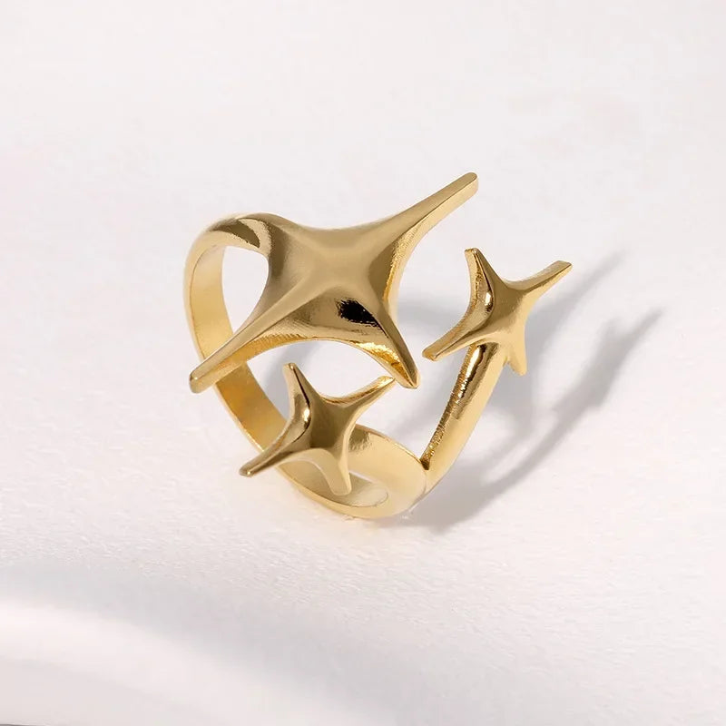 LATS Edelstahl-Ringe in Goldfarbe für Damen und Herren, 2024, farbecht, beliebt, Party, personalisierbar, übertriebener Charms, Schmuck, Geschenke