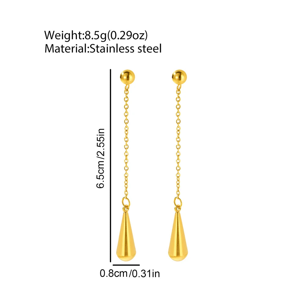 Edelstahl-Ohrringe, Tropfenmodelle, Kette, Anhänger, Ohrringe, Damen, exquisites Temperament, einfacher Schmuck, Bankett, elegant, passend