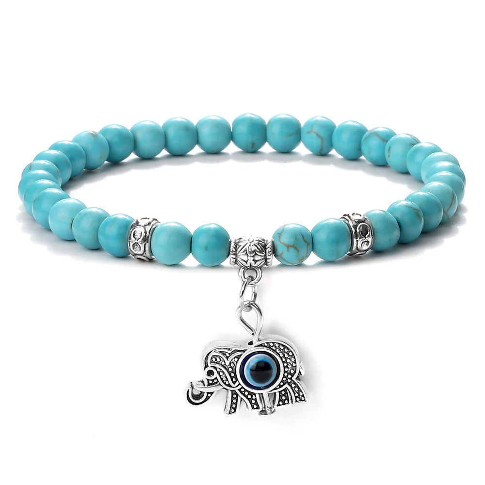 Natürliche blaue Türkis Stein Perlen Armbänder für Frauen türkische böse Blick Energie Perlen Armbänder türkischen Mann Schmuck Freund Geschenke