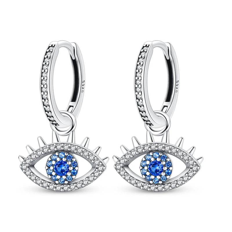 Heißer Verkauf Mode 925 Silber Farbe Ohrringe Blau Zirkon Sterne Mond Unregelmäßigkeit Ohrringe Für Frau Feine Geburtstag Schmuck Geschenke