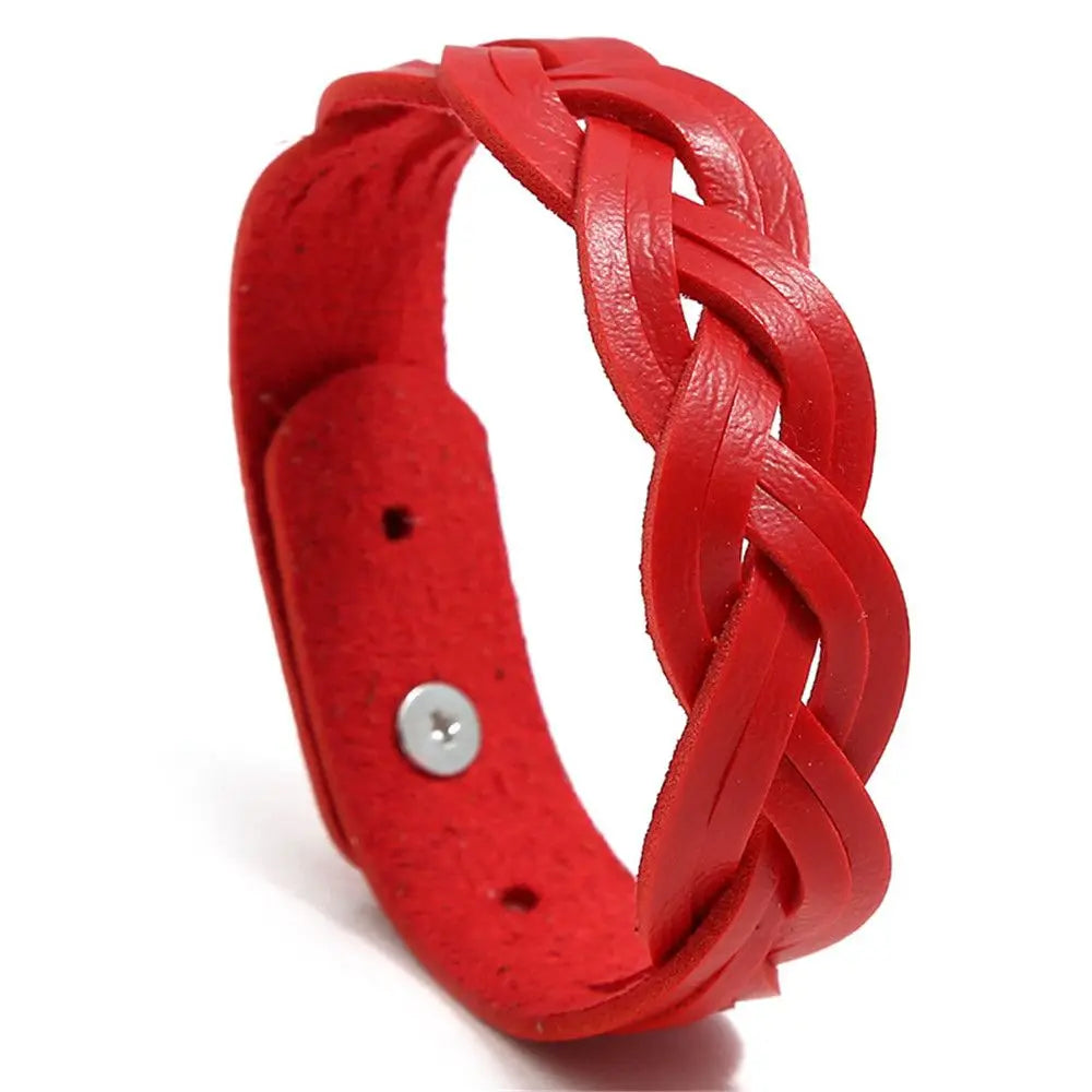 Mode solide geflochtene Twist Leder Armband einfache vielseitige Student Armreifen Punk Snap Armband Schmuck verstellbare Armband