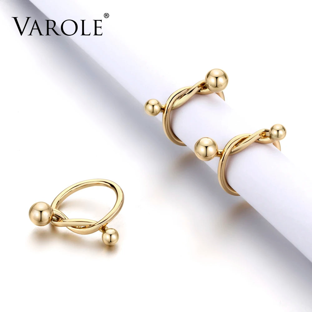 VAROLE Einfache Hochzeit Paare Ringe für Frauen Gold Farbe Linie Stil Geknotet Ring Anel Schmuck Großhandel