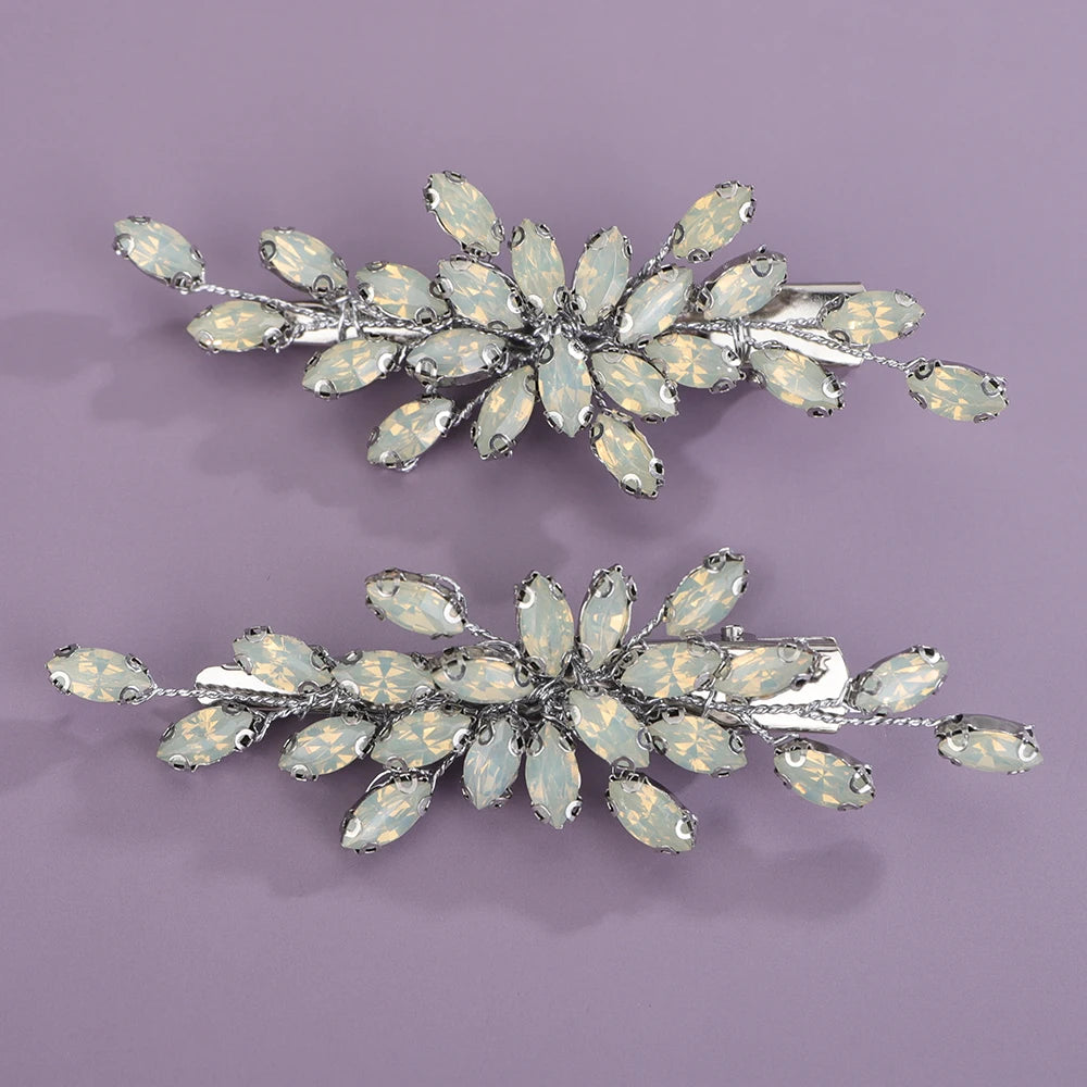 2PCS Strass Haarspange für Hochzeit Braut Kopfschmuck Silber Schwarz Braut Haarschmuck Grün Rot Tiara Blau Lila Ornamente