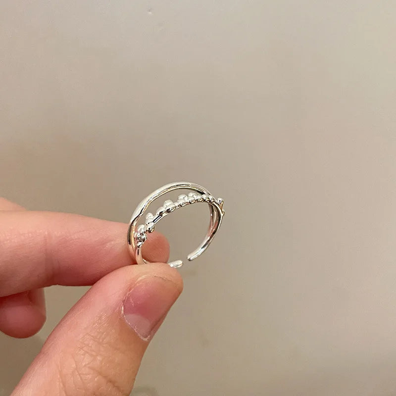 Vintage Unregelmäßige Mondlicht Stein Kreis Einstellbare Offenen Ring für Frauen Silber Farbe Einstellbar Paar Ringe Schmuck Geschenk