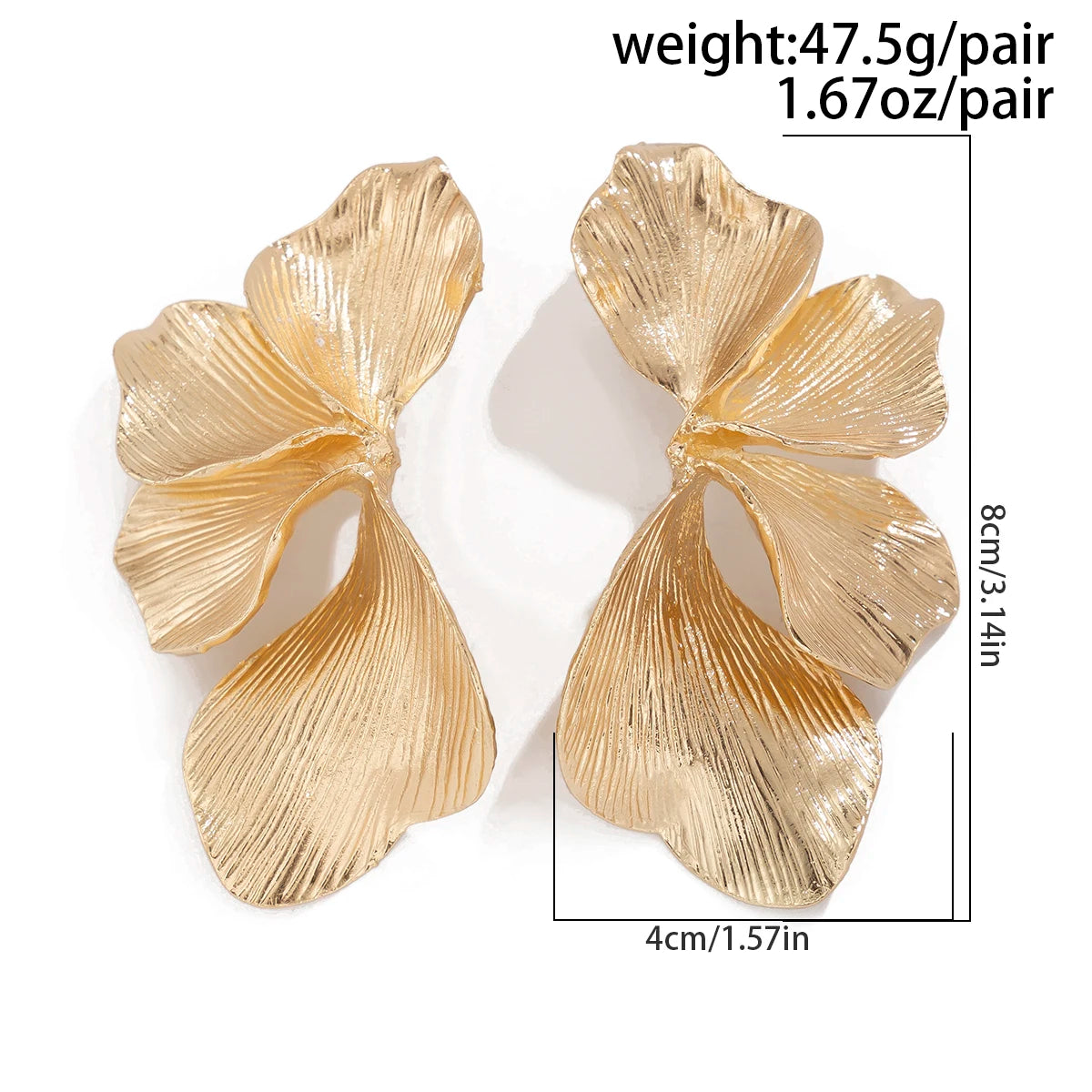 KunJoe Elegante Ginkgo Blätter Halbe Blume Ohrstecker für Frauen Design Sinn Gold Farbe Blütenblätter Piercing Ohrringe Damen Schmuck