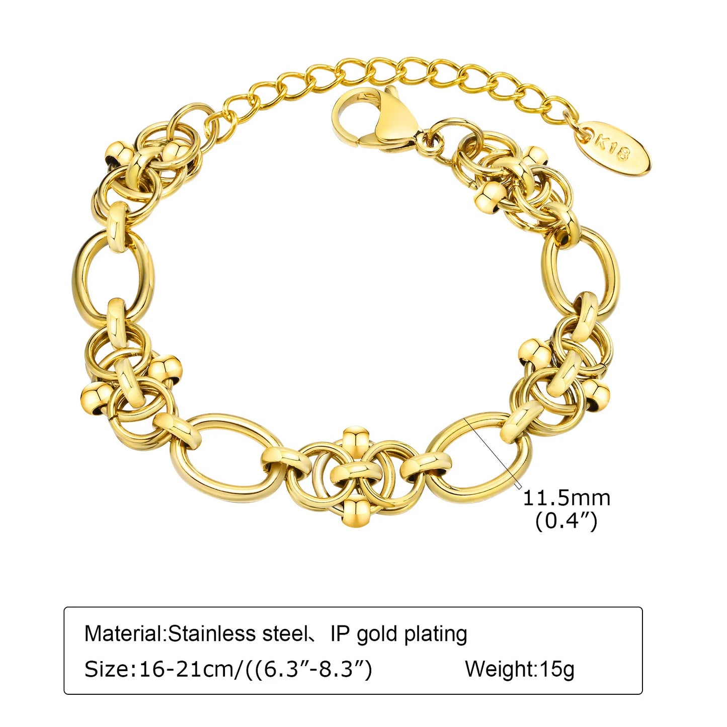 Miami Cuban Link Chain Armband für Damen, Edelstahl, goldfarben, verstellbar, minimalistische Armbänder, Schmuck, Geschenke