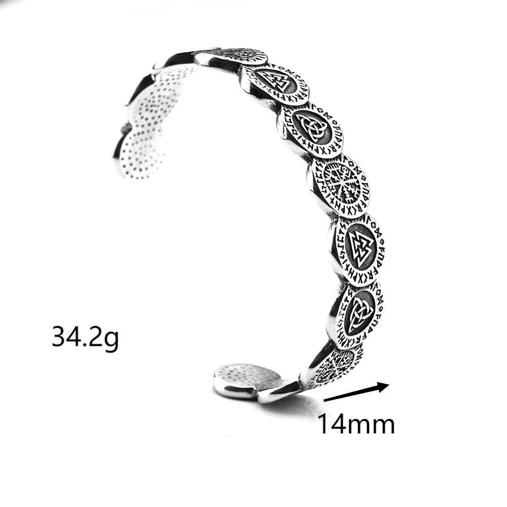Wikinger Kompass Manschettenarmreif Herren Edelstahl Nordische Runen Hrungnir Amulett Armband Vintage Klassischer skandinavischer Schmuck Geschenk