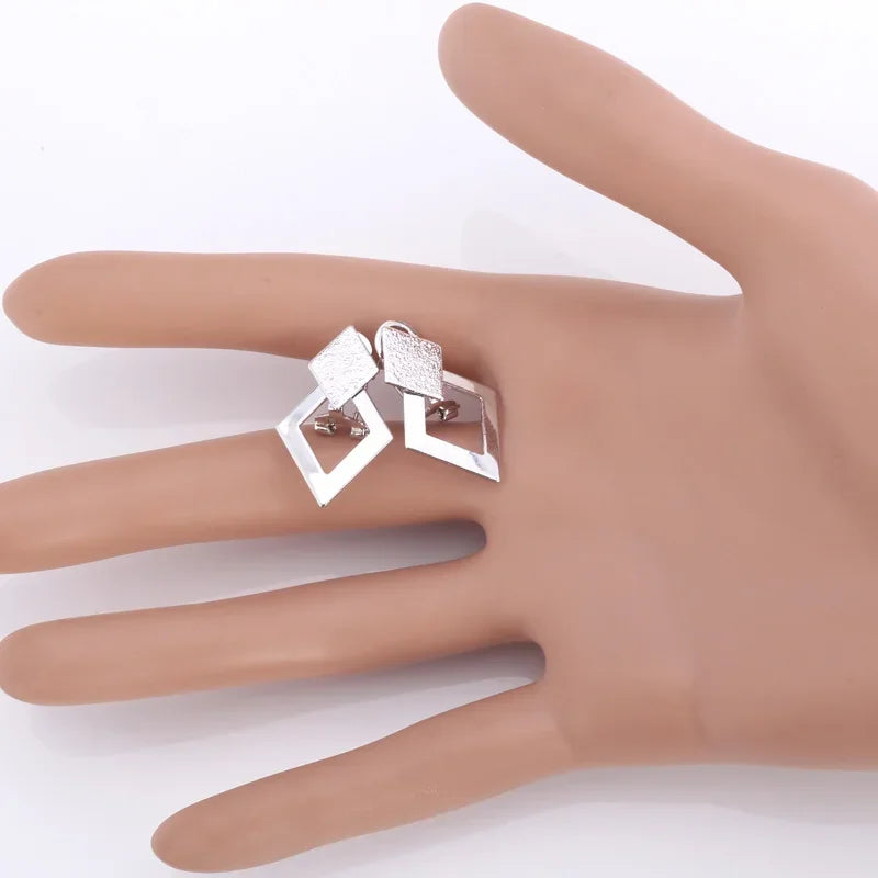 Kupfer Doppel Geometrische Quadratische Quaste Baumeln Ohrringe für Frauen Mode Schmuck Geschenk QC24