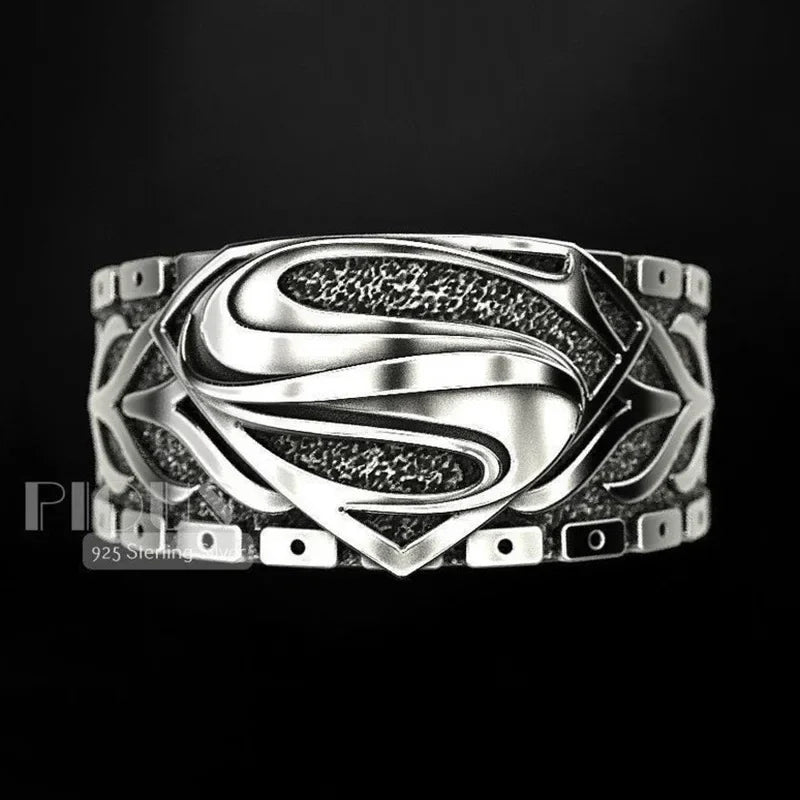Vintage Superman S Logo Ring Unisex Essen Fingerring Männer Frauen Paar Stil
