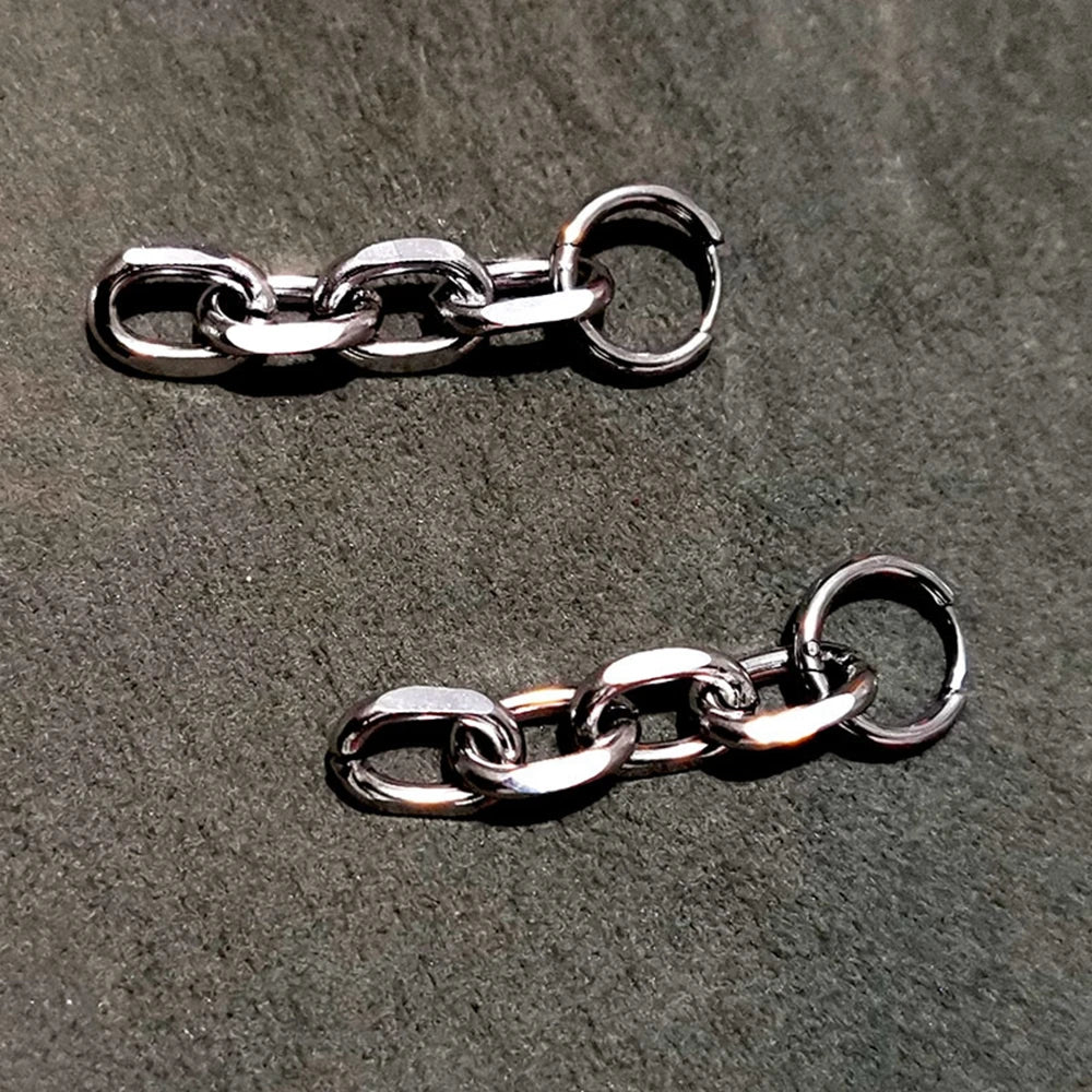 Y2k gotische klobige Kette Quaste baumeln Ohrringe für Frauen Männer Unisex Punk Grunge Mode Edelstahl Link Creolen