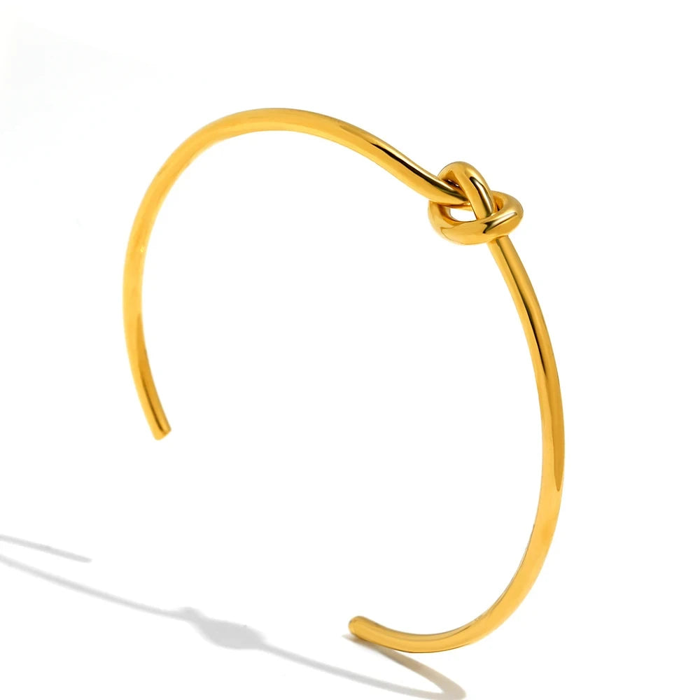 Edelstahl-Armbänder, elegant, trendig, rund, rund, offener Knoten, Armreif für Damen, Schmuck, Goth-Temperament, Alltagskleidung