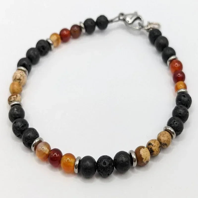Schwarzes Onyx-Yoga-Armband mit runden Perlen und Pfeilsteinperlen für Herren