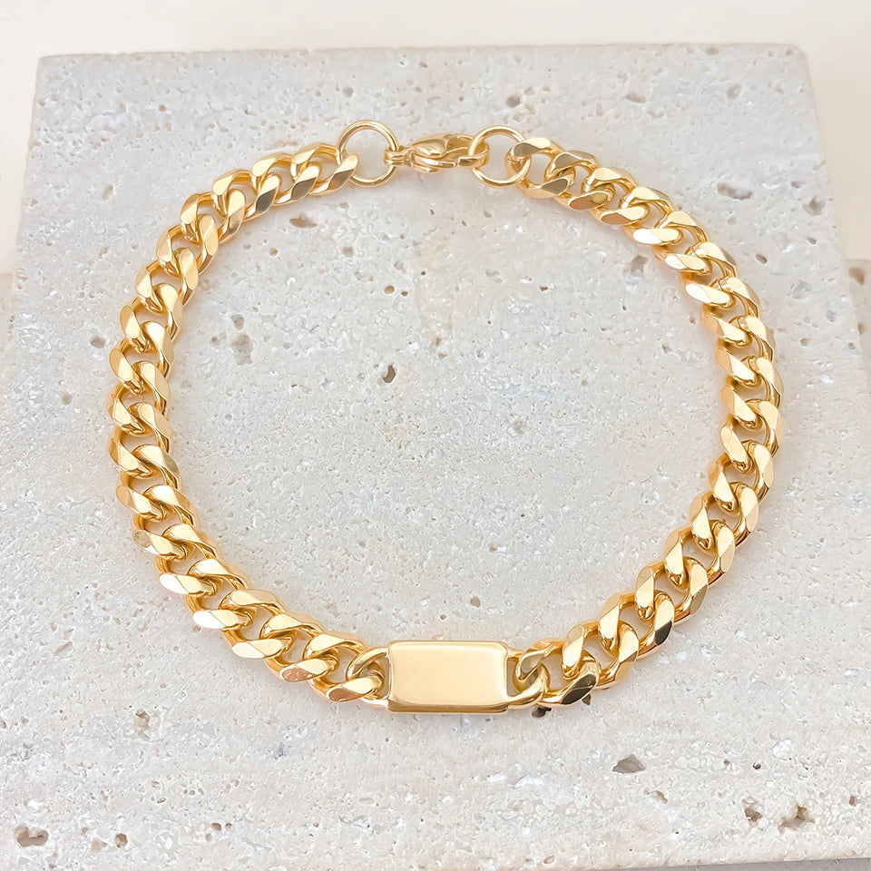 eMancoUnisex Edelstahl Trendy Quadrat Armband Hip-Hop Mode Einfache Kalte Coole Stil Armbänder Hand Schmuck48 Stunden Schiffsm