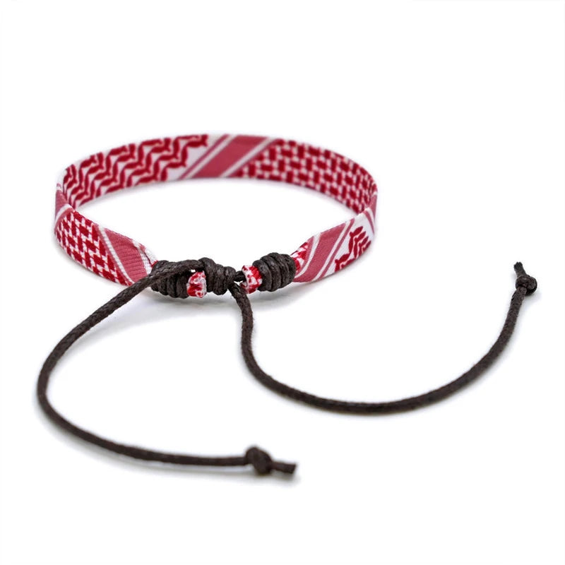Geometrisches gepunktetes Palästina-Armband für Männer und Frauen, mehrfarbiges Handgeflecht, arabischer Stil, Gaza-Flagge, Schmuckzubehör