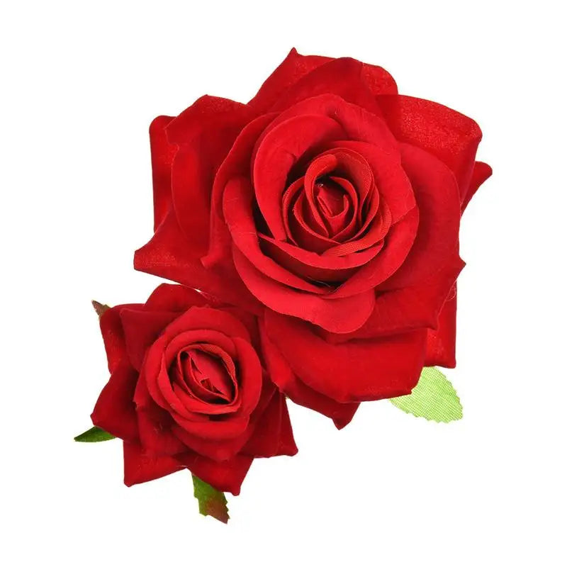 Flamenco Blumen Für Haar DIY Kopfschmuck Für Braut Beflockung Tuch Rote Rose Blume Haarnadel Haar Clip Party Haar Zubehör