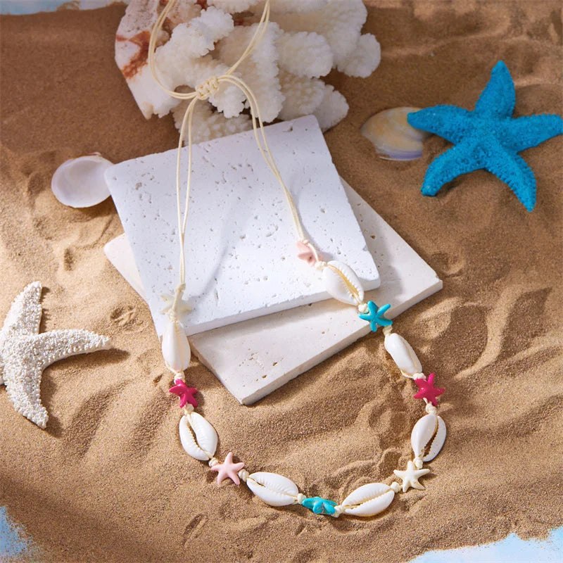 Böhmen Seestern Shell Schmuck-Set Für Frauen Sand Strand Hand Woven Halskette Armband Weibliche Party Bankett Schmuck Zubehör