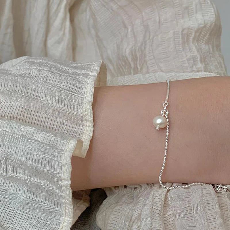 Beliebtes Perlenarmband aus 925er-Sterlingsilber, einfaches Charm-Armband, Geburtstagsfeier, Geschenk für Damen, Modeschmuck