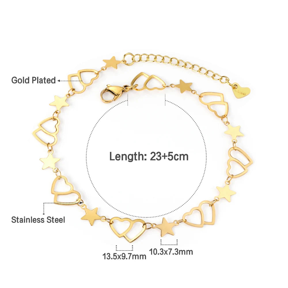 LUXUSTEEL Edelstahl Fußkettchen Armbänder Für Frauen Quaste Seestern Charme Gold Farbe Link Kette Auf Bein Mode Fuß Schmuck