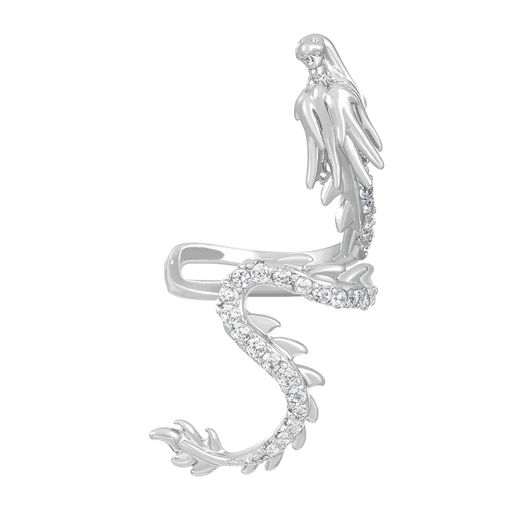 1 stücke Vintage China Loong Drachen eine Seite Ohr Knorpel Clip gefälschte Piercing Ohrring für Frauen Männer Modeschmuck Halloween