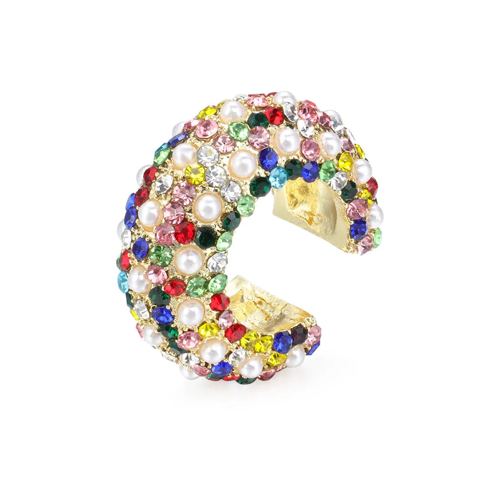 1 Stück cz Manschette Ohrringe für Frauen kleine C-Form Ohr manschette bunte Strass Clip Ohrringe Kristall Ohr manschette ohne Piercing