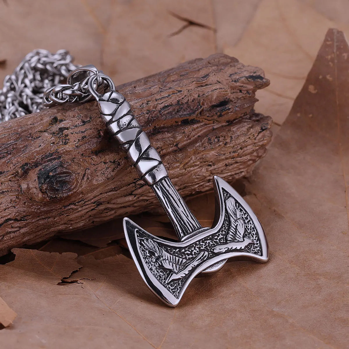Edelstahl Wikinger Axt Halskette Gemischt Gold Farbe Odin Rabe Anhänger Herren Persönlichkeit Rune Amulett Geschenk für Freund