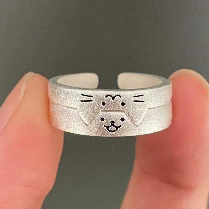 1/2 stücke Tier Nette Katze Hund Tier Paar Ring für Frauen Männer Mode-Statement Liebhaber Ringe Valentinstag party Schmuck Geschenke