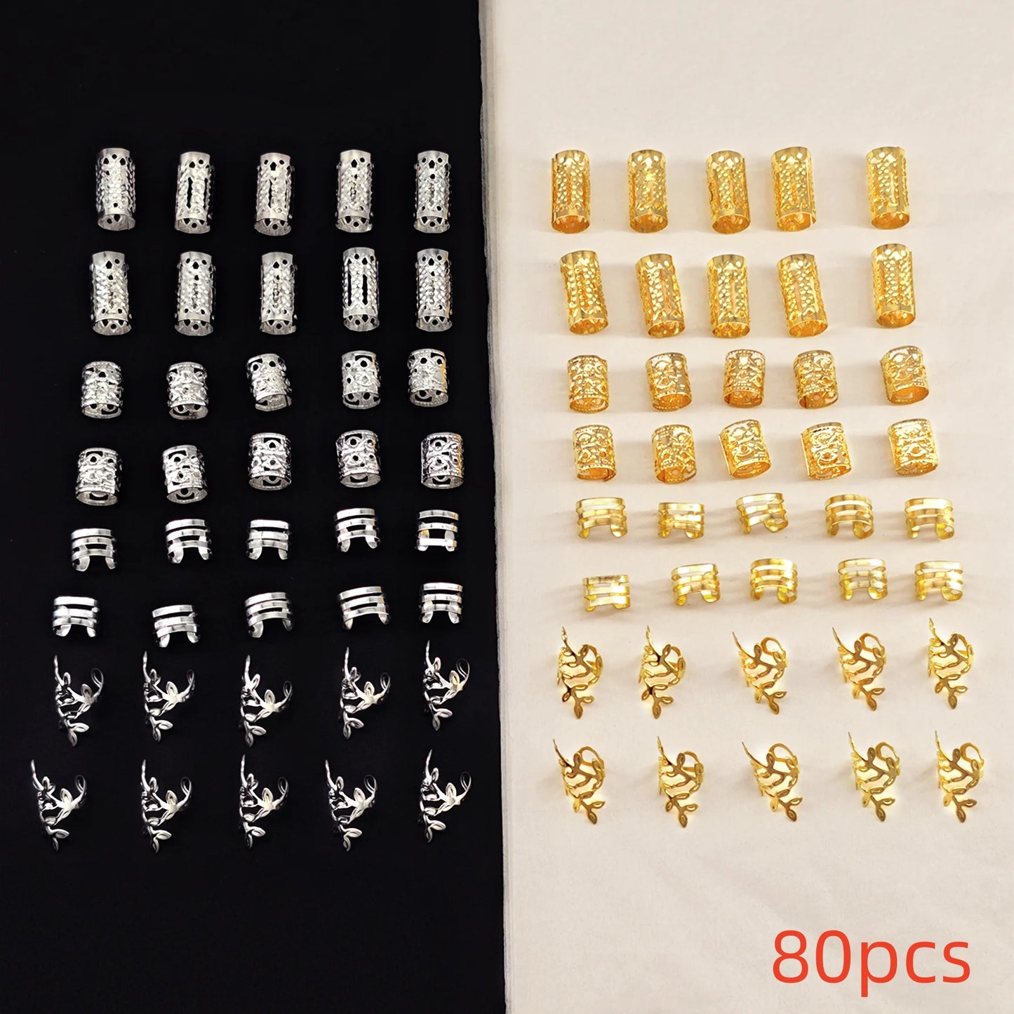 40/80PCS Elegante Aushöhlen Haar Ringe Für Frauen Mädchen DIY Haar Zubehör Loc Haar Schmuck für zöpfe