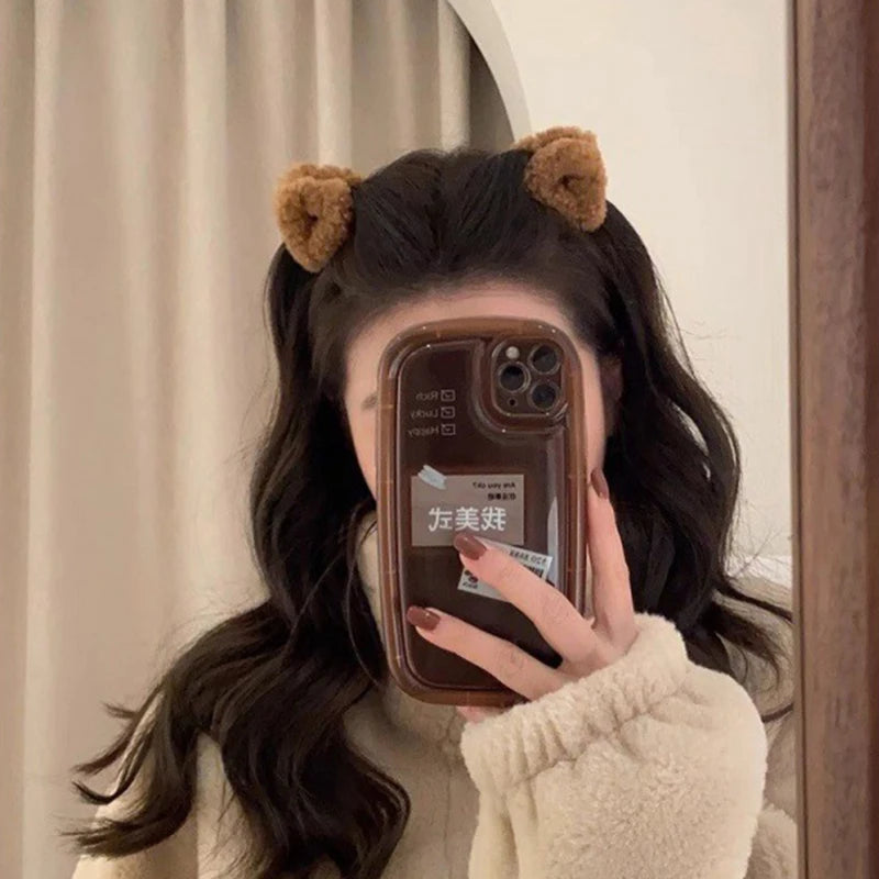 2Pcs Plüsch Katze Ohren Form Haar Clips Frauen Süße Nette Beige Ente Schnabel Clip Haarnadel Mode Mädchen Headwear Haar zubehör