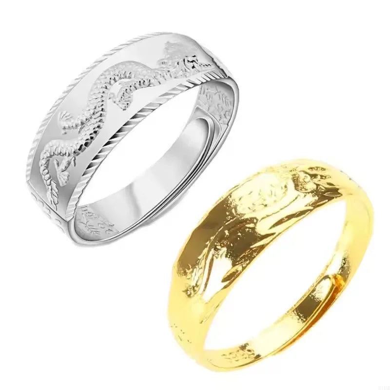 Offener Herrenring mit 24-Karat-Vergoldung, Herren-Drachenring, herrschsüchtiger Modering-Accessoire-Ringe für Männer