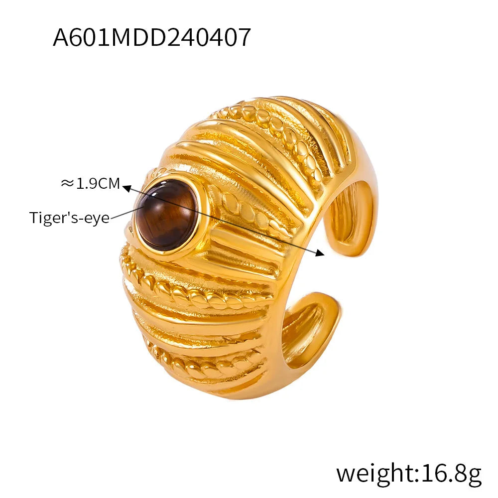 316L Edelstahl Ringe Für Frauen 18K Gold Überzogene Wasserdichte frauen Chunky Ring Goth Goldenen Offenen Ring Luxus Frau schmuck