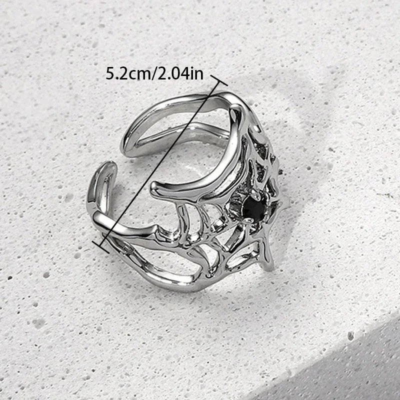 3 Stile Galvanik Schwarzes Herz Spinnennetz Öffnung Fingerringe Unregelmäßige Y2K Vintage Ringe Punk Gothic Schmuck Party Geschenke