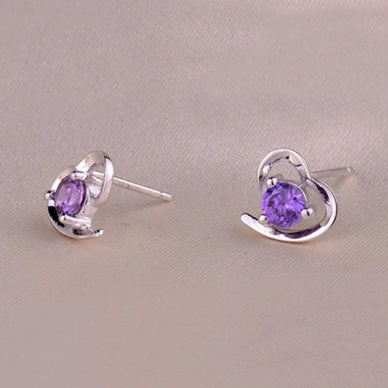 925 Sterling Silber Neue Frau Mode Schmuck Hohe Qualität Blau Rosa Weiß Lila Kristall Zirkon Heißer Verkauf Ohrringe H350