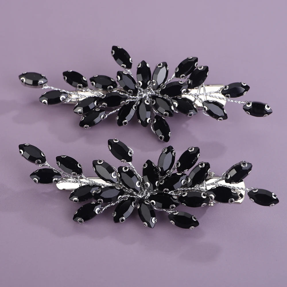 2PCS Strass Haarspange für Hochzeit Braut Kopfschmuck Silber Schwarz Braut Haarschmuck Grün Rot Tiara Blau Lila Ornamente
