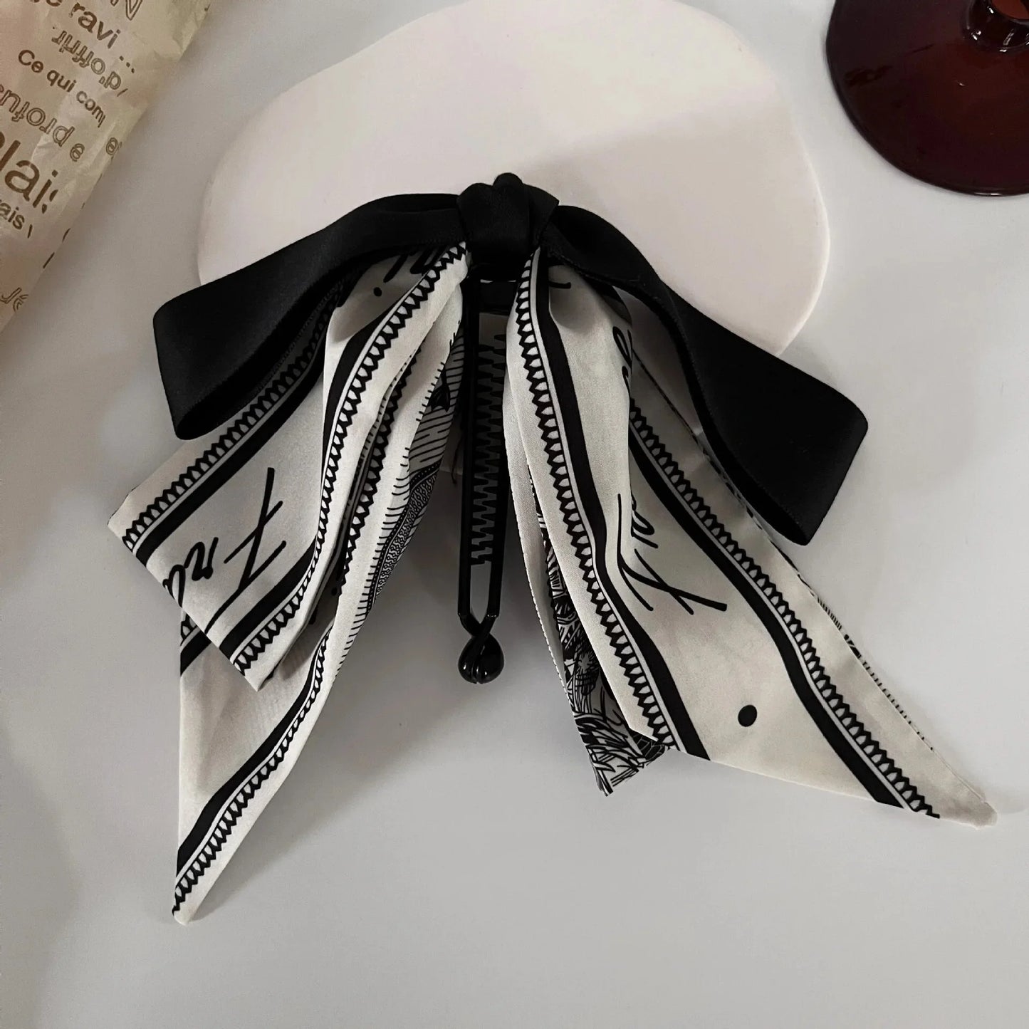 Vertikaler Clip, Pferdeschwanz, Seidenschal, Kaktus, eleganter Haarschmuck, Schmetterlingsknoten-Clip, Original-Haarkarte, Kopfschmuck, handgefertigt