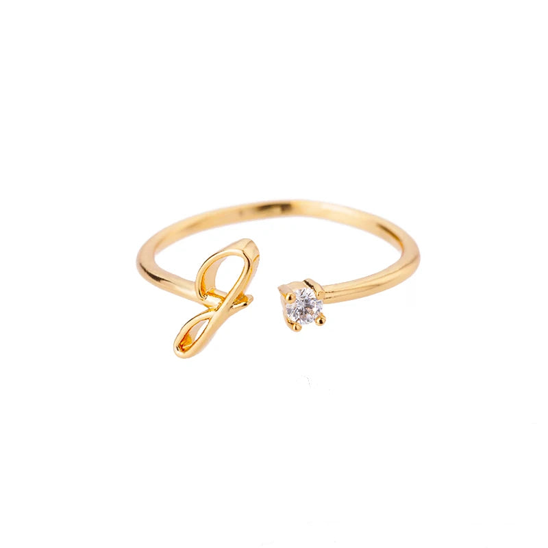 A-Z-Anfangsringe für Frauen, offen, verstellbar, Edelstahl, Ehering, 2025, Trend, Goldfarbe, Paar-Schmuck, Accessoires, Geschenk