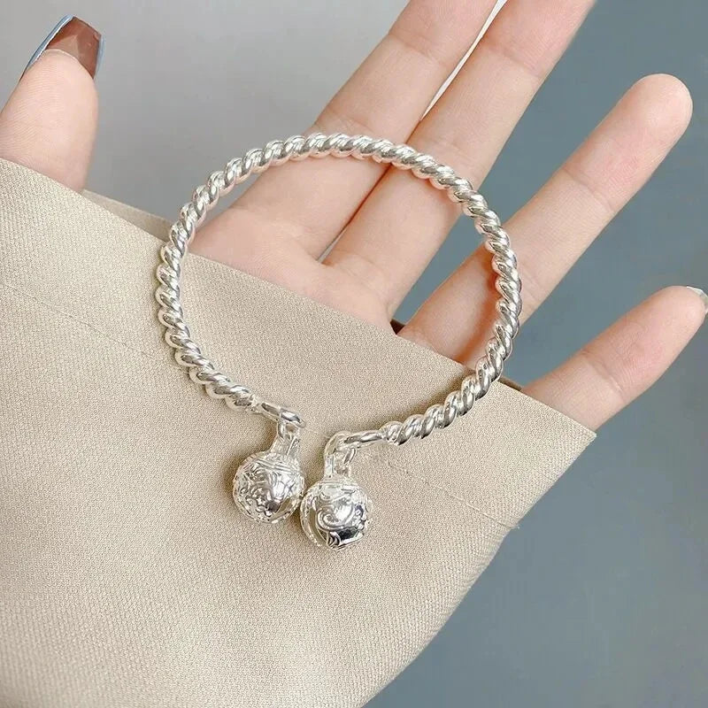 Luxus Sterling Silber Retro hübsche Doppel palast Glocke Manschette Armreif Armband für Frau Mode Party Designer Schmuck Geschenke