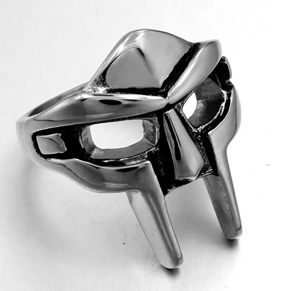 Vintage Goth Mf Doom Maske Verstellbarer Gelenkring für Männer Gladiator Punk Ägyptischer Pharao Männlicher offener Ring Schmuck