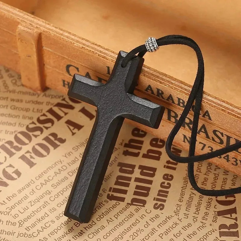 Persönlichkeit Punk Trendy Coole Gothic Holz Kreuz Anhänger Halskette für Frauen Männer Vintage Hip Hop Y2k Halskette Partei Schmuck Geschenk