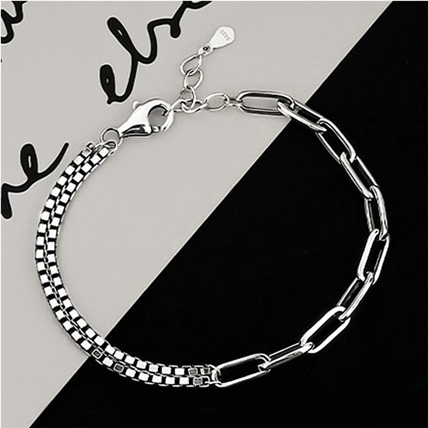 Glücksstern Herz Patchwork Armbänder für Frauen Damen versilbert zarte Glieder kette Schmuck Geschenke verstellbares Armband