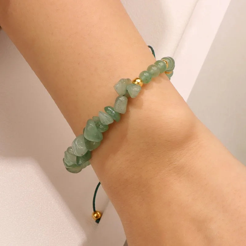 Unregelmäßige Natursteinperlen handgewebtes Armband Damen Kies geometrische Kunst Retro einfache verstellbare Armband Zubehör