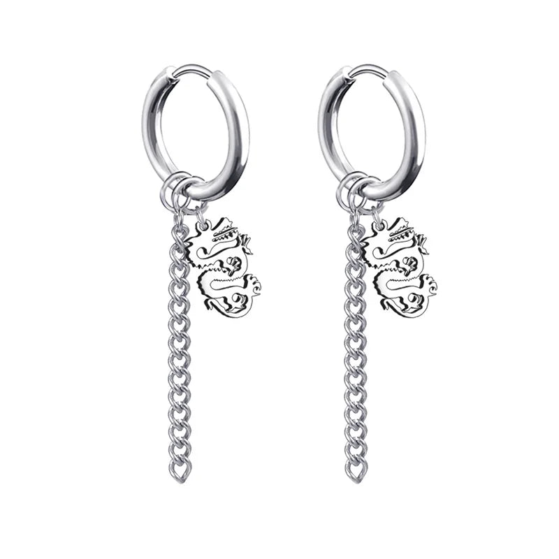Neueste 1 Paar Edelstahl Kreuz Anhänger Baumeln Lange Quaste Unisex Creolen Männer/Frauen Punk Gothic Schmuck Beste Geschenke