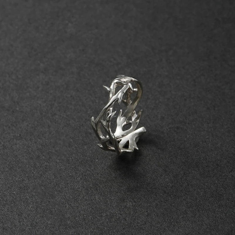 Einstellbare Ringe Silber Dorn Zweig Ringe Offene Ringe für Engagement Vorschlag Paar Schmuck Geschenke Frauen Männer Ornament
